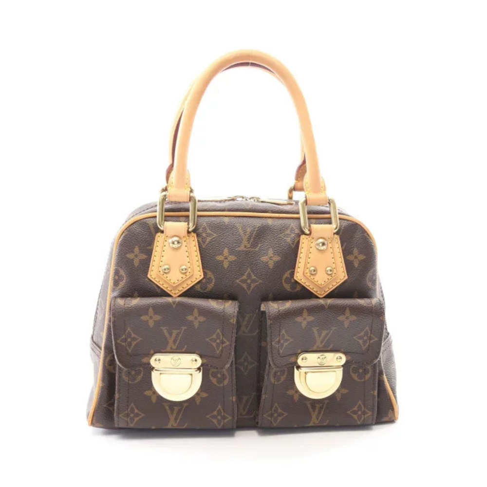 Louis Vuitton Manhattan Monogram Top Handle Bag Canvas Leather Brown